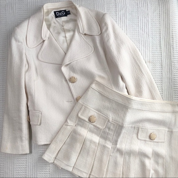 Dolce & Gabbana Dresses & Skirts - Dolce & Gabbana | Ivory Skirt & Blazer Set 10